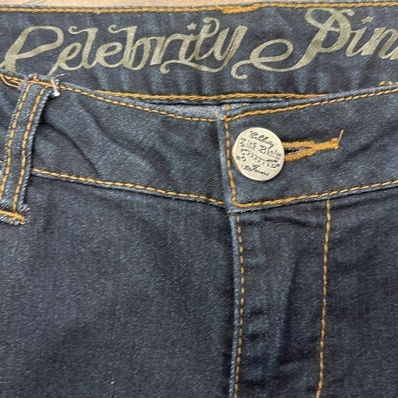 Celebrity Pink Jeans sz 9 dark blue stretch with front zip  and pockets - Picture 3 of 10
